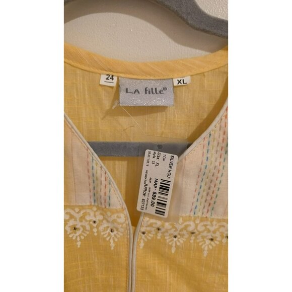 LA Fille Top Womens Size XL Sleeveless Embroidered Coquette No Fabric Tag $589 - Picture 3 of 6